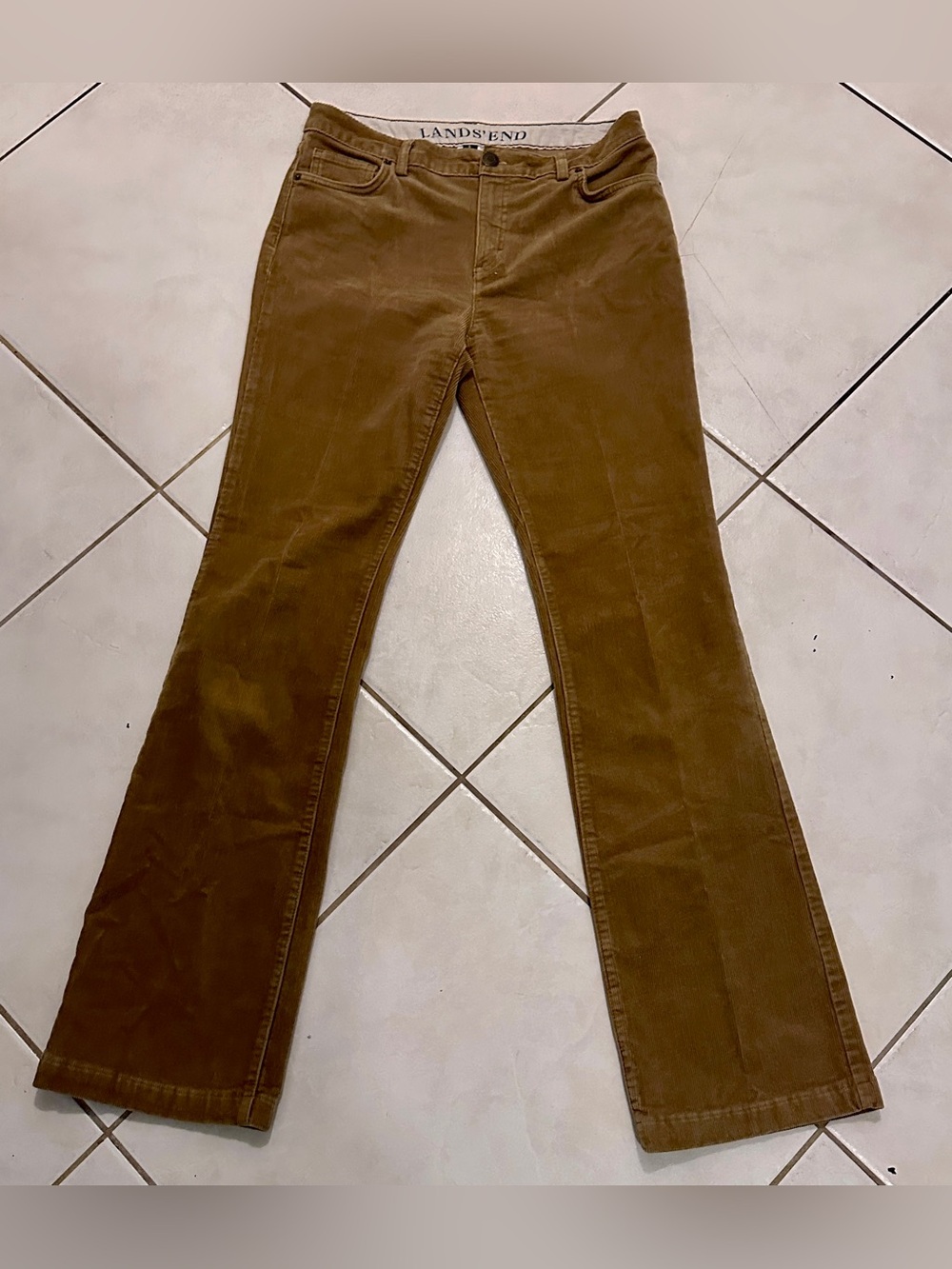 Lands’ End  Size 6 Brown Corduroy Bootcut Flare Pants Stretch Y2K Prep - Picture 4 of 11